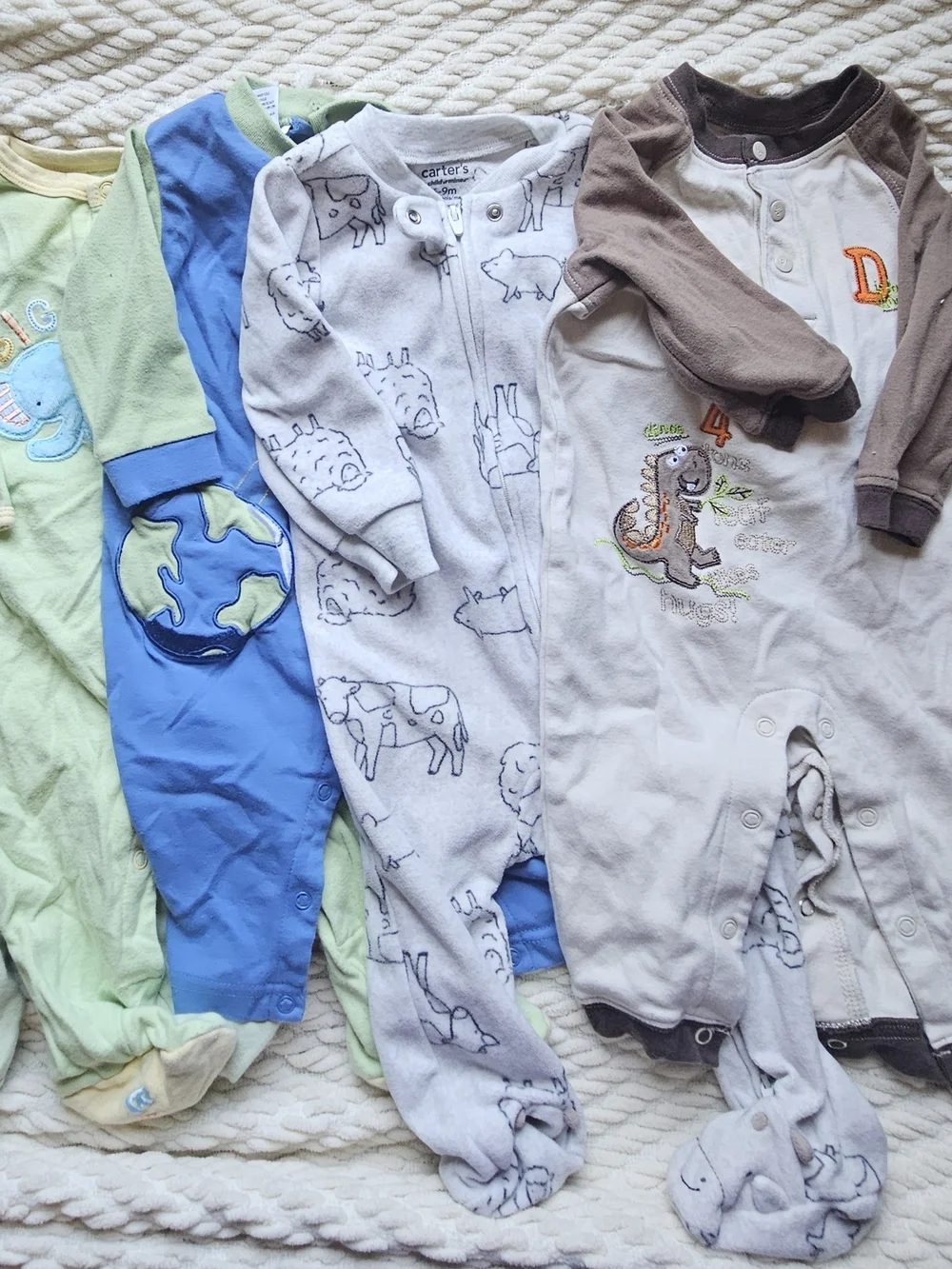 Carter's Baby Green & Blue One-Piece Bodysuit Set - Soft Cotton